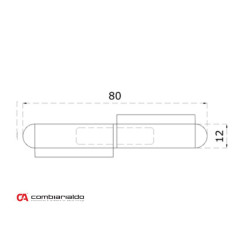 Pánt dvojdielny 80 x 12 mm nerez AISI 304 Pánt dvojdielny 80 x 12 mm nerez AISI 304